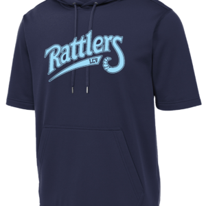 Youth Rattler's Navy Fleece Short Sleeve Hooded Pullover