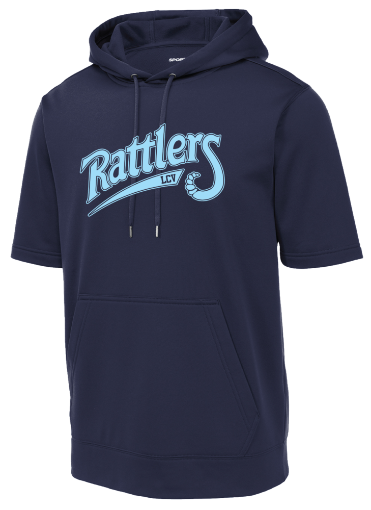 Rattler's Navy Fleece Short Sleeve Hooded Pullover