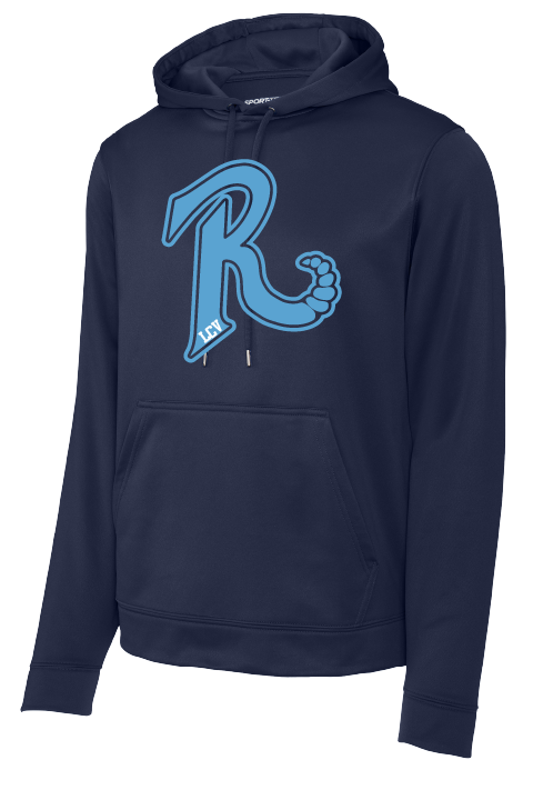 R Navy Fleece Hooded Pullover